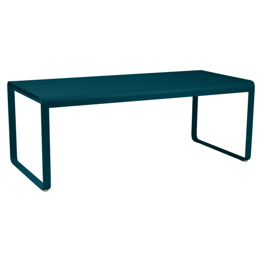 Fermob Bellevie 196 x 90 cm Outdoor Dining Table Eight Seater in Acapulco Blue