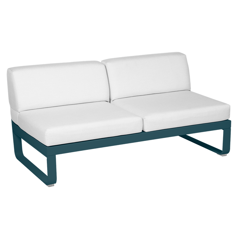 Load image into Gallery viewer, Fermob Bellevie 2-Seater Central Module – Acapulco Blue frame with Off-White fabric cushions
