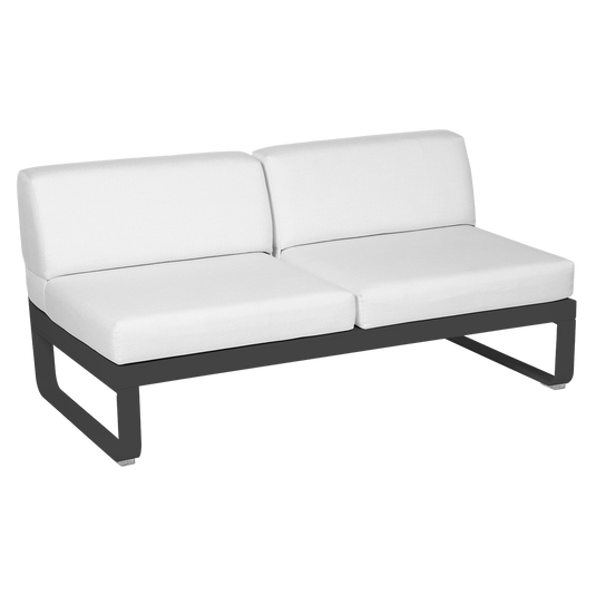 Fermob Bellevie 2-Seater Central Module – Anthracite frame with Off-White fabric cushions