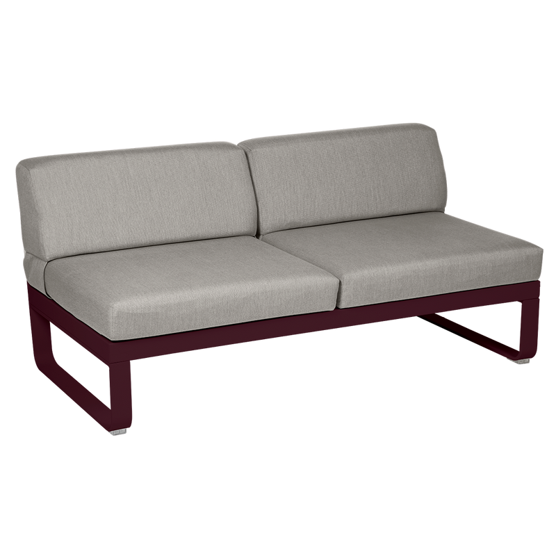 Load image into Gallery viewer, Fermob Bellevie 2-Seater Central Module – Black Cherry frame with Grey Taupe fabric cushions
