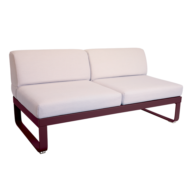 Load image into Gallery viewer, Fermob Bellevie 2-Seater Central Module – Black Cherry frame with Pearl fabric cushions
