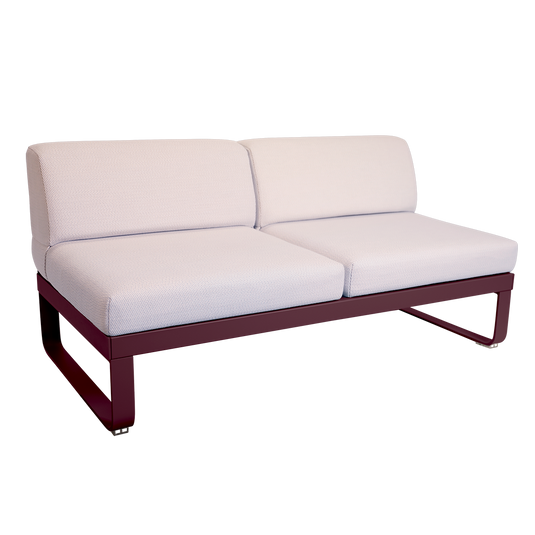Fermob Bellevie 2-Seater Central Module – Black Cherry frame with Pearl fabric cushions