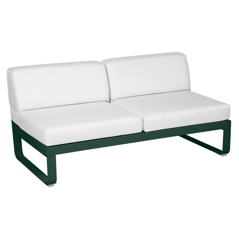 Load image into Gallery viewer, Fermob Bellevie 2-Seater Central Module – Cedar Green frame with Off-White fabric cushions
