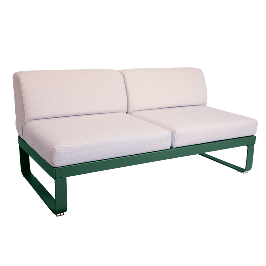 Fermob Bellevie 2-Seater Central Module – Cedar Green frame with Pearl fabric cushions