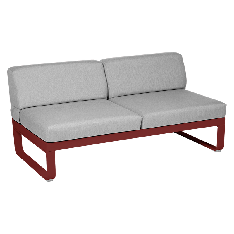 Load image into Gallery viewer, Fermob Bellevie 2-Seater Central Module – Chilli frame with Flannel Grey fabric cushions
