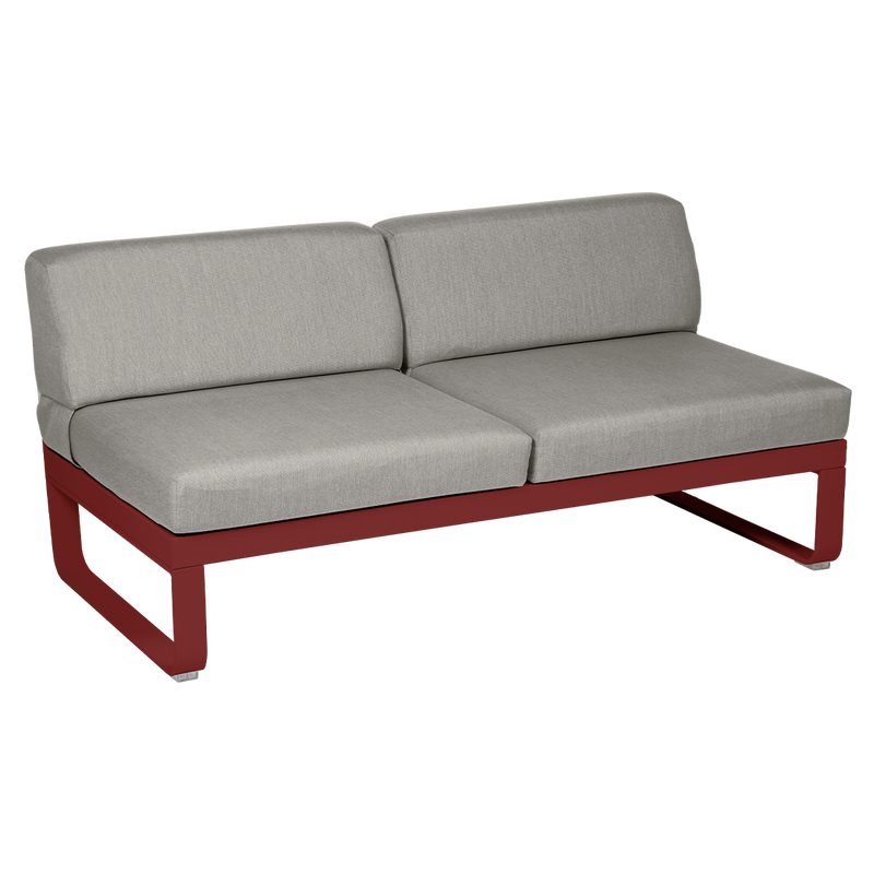 Load image into Gallery viewer, Fermob Bellevie 2-Seater Central Module – Chilli frame with Grey Taupe fabric cushions
