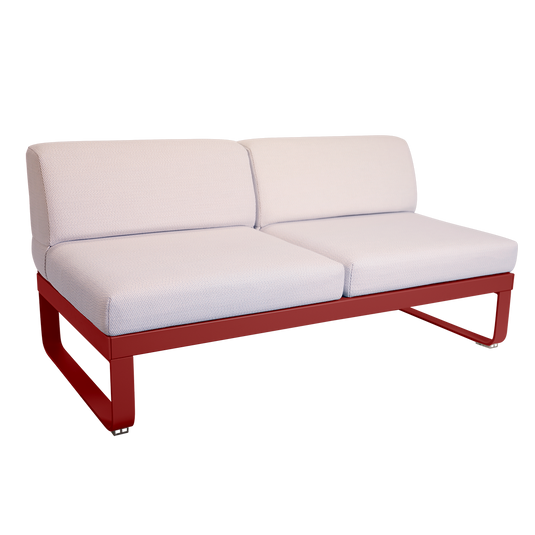 Fermob Bellevie 2-Seater Central Module – Chilli frame with Pearl fabric cushions