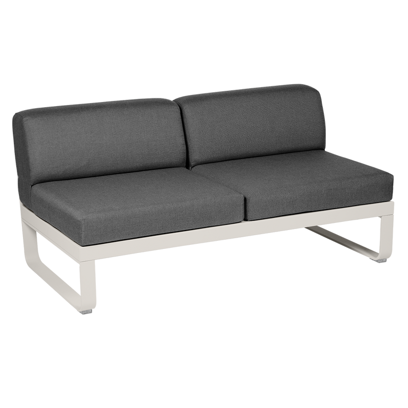 Load image into Gallery viewer, Fermob Bellevie 2-Seater Central Module – Clay Grey frame with Graphite Grey fabric cushions
