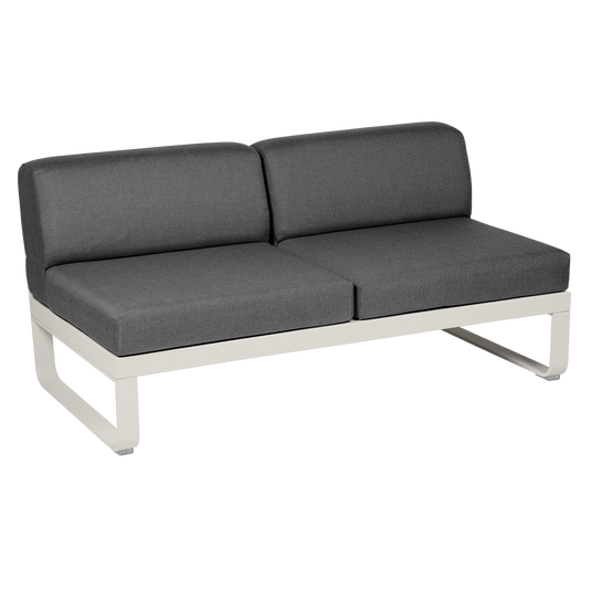Fermob Bellevie 2-Seater Central Module – Clay Grey frame with Graphite Grey fabric cushions