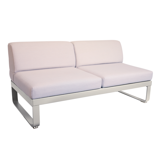 Fermob Bellevie 2-Seater Central Module – Clay Grey frame with Pearl fabric cushions
