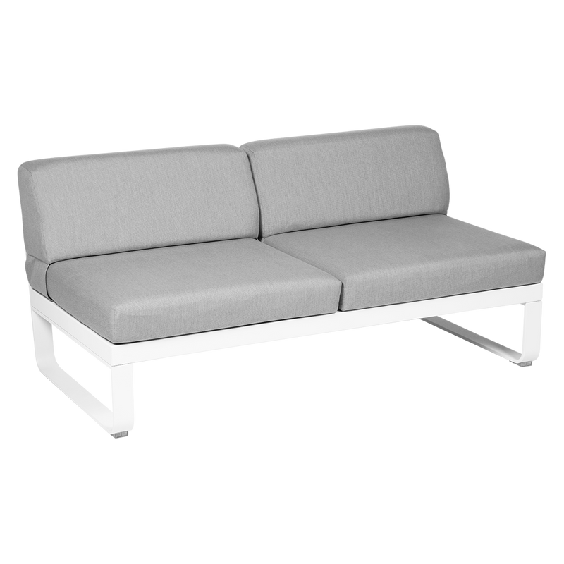 Load image into Gallery viewer, Fermob Bellevie 2-Seater Central Module – Cotton White frame with Flannel Grey fabric cushions
