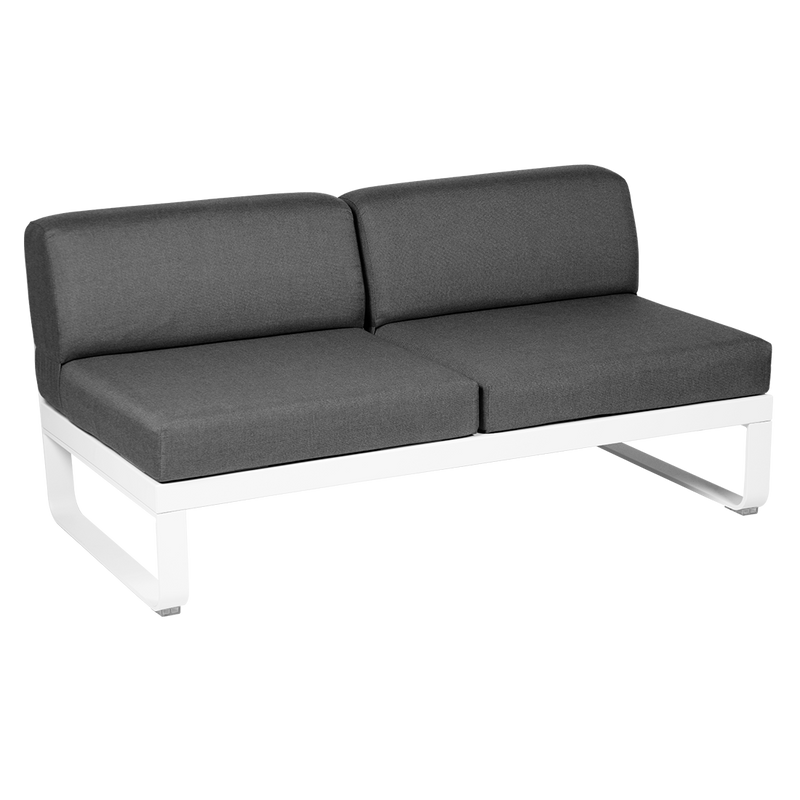 Load image into Gallery viewer, Fermob Bellevie 2-Seater Central Module – Cotton White frame with Graphite Grey fabric cushions
