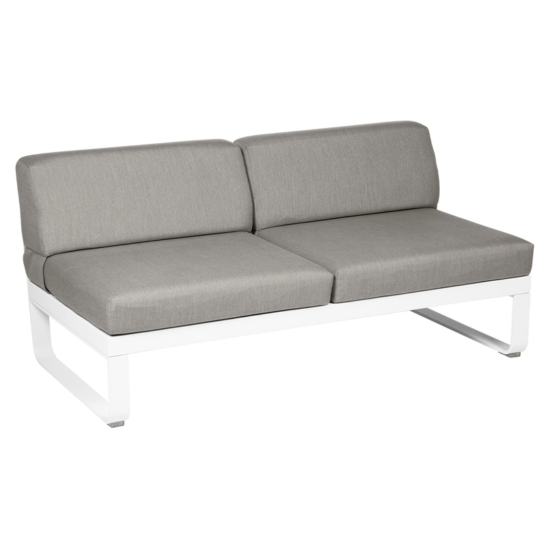 Load image into Gallery viewer, Fermob Bellevie 2-Seater Central Module – Cotton White frame with Grey Taupe fabric cushions
