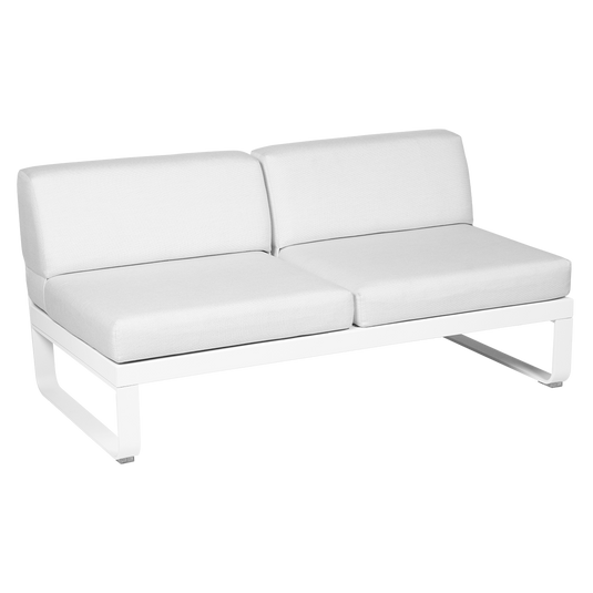 Fermob Bellevie 2-Seater Central Module – Cotton White frame with Off-White fabric cushions