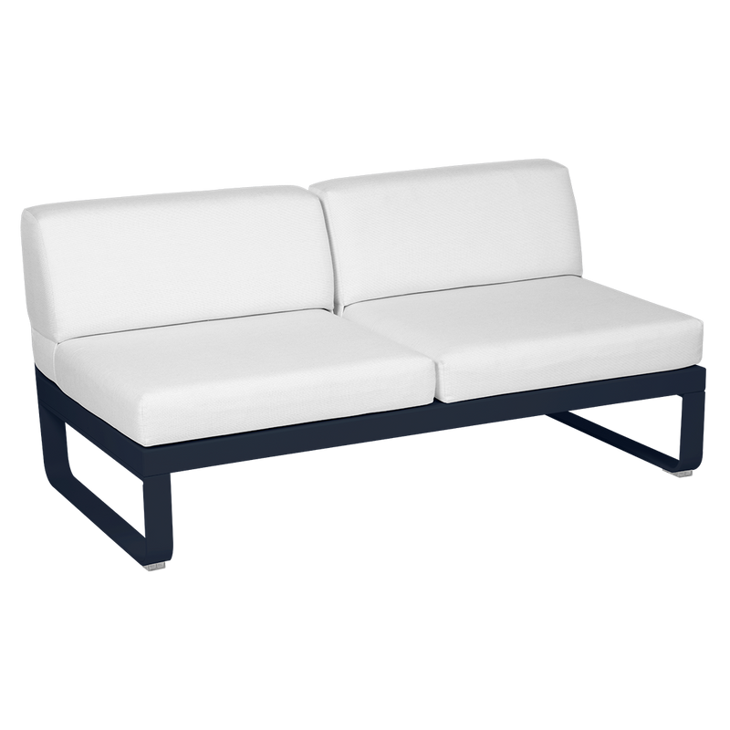 Load image into Gallery viewer, Fermob Bellevie 2-Seater Central Module – Deep Blue frame with Off-White fabric cushions
