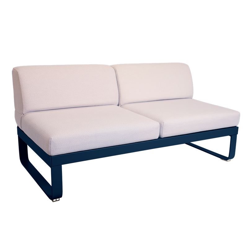 Load image into Gallery viewer, Fermob Bellevie 2-Seater Central Module – Deep Blue frame with Pearl fabric cushions
