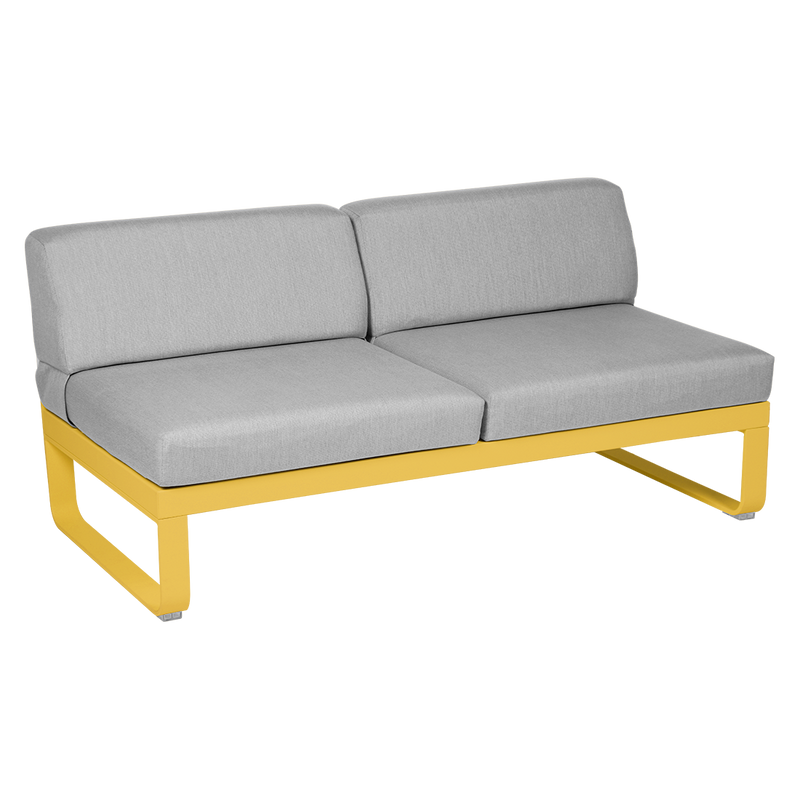 Load image into Gallery viewer, Fermob Bellevie 2-Seater Central Module – Honey frame with Flannel Grey fabric cushions
