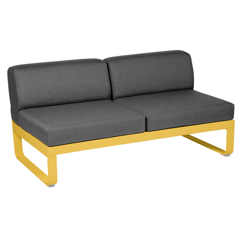 Load image into Gallery viewer, Fermob Bellevie 2-Seater Central Module – Honey frame with Graphite Grey fabric cushions
