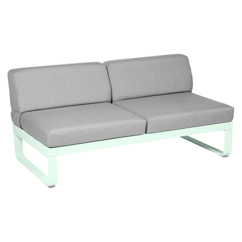 Load image into Gallery viewer, Fermob Bellevie 2-Seater Central Module – Ice Mint frame with Flannel Grey fabric cushions
