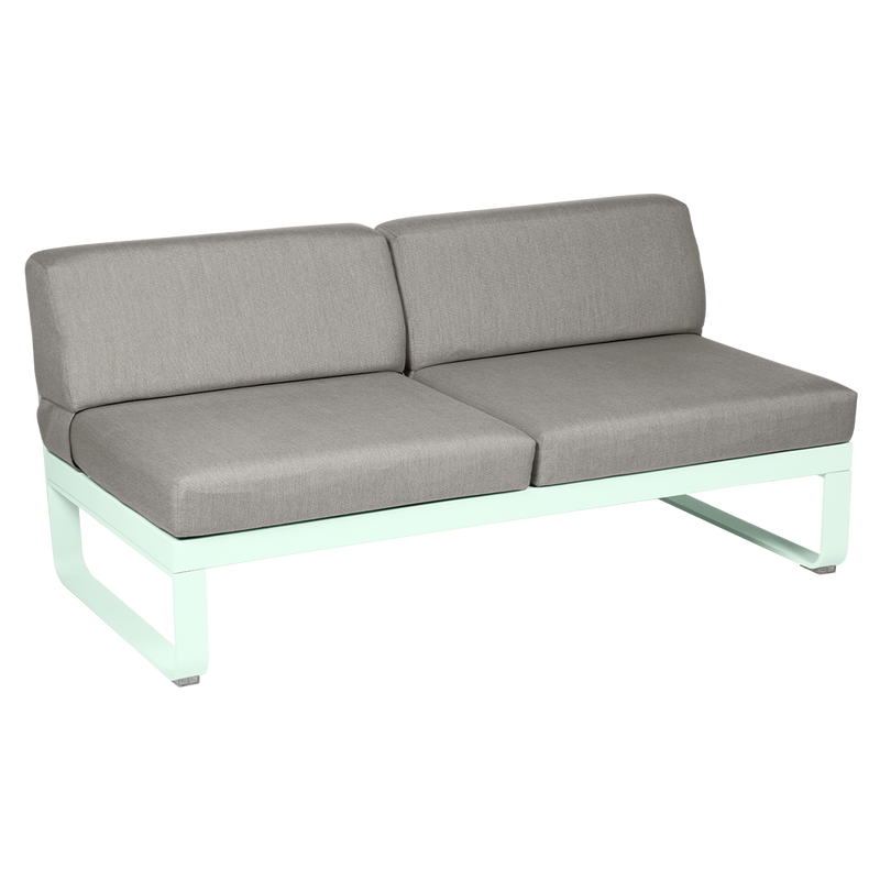 Load image into Gallery viewer, Fermob Bellevie 2-Seater Central Module – Ice Mint frame with Grey Taupe fabric cushions
