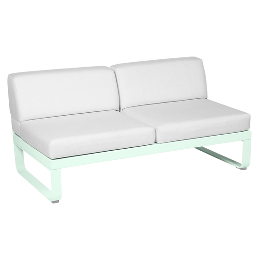 Fermob Bellevie 2-Seater Central Module – Ice Mint frame with Off-White fabric cushions
