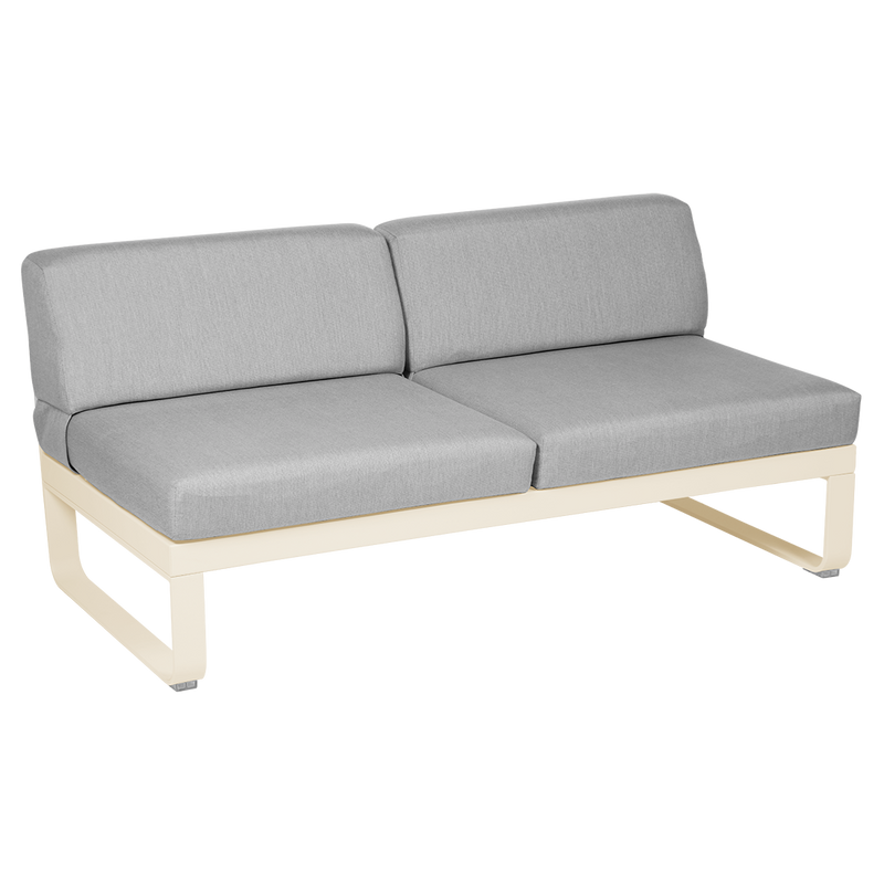 Load image into Gallery viewer, Fermob Bellevie 2-Seater Central Module – Latte Beige frame with Flannel Grey fabric cushions
