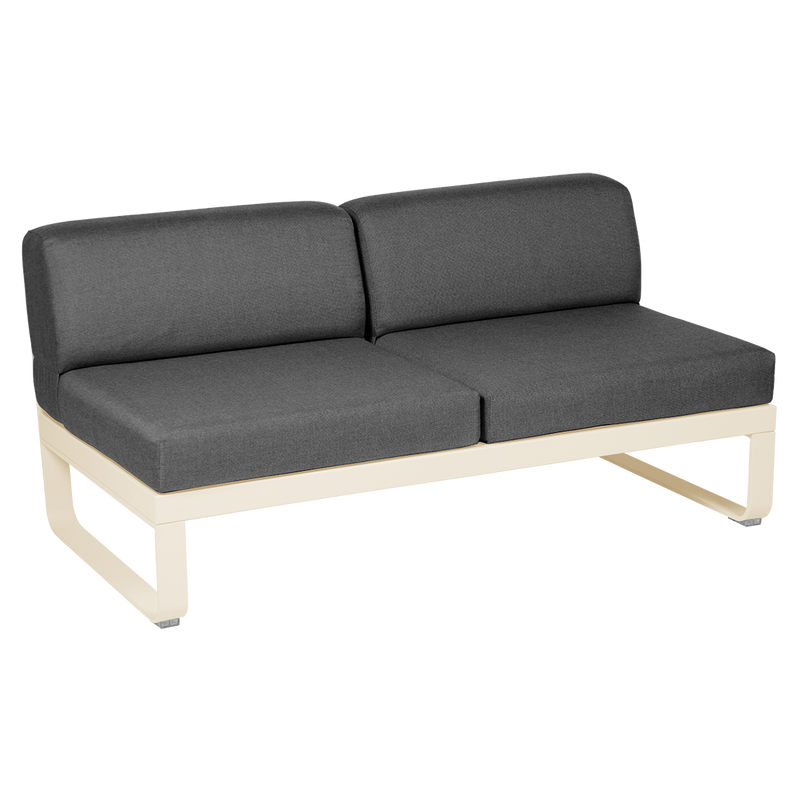 Load image into Gallery viewer, Fermob Bellevie 2-Seater Central Module – Latte Beige frame with Graphite Grey fabric cushions
