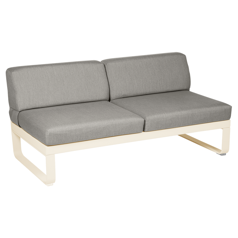 Load image into Gallery viewer, Fermob Bellevie 2-Seater Central Module – Latte Beige frame with Grey Taupe fabric cushions
