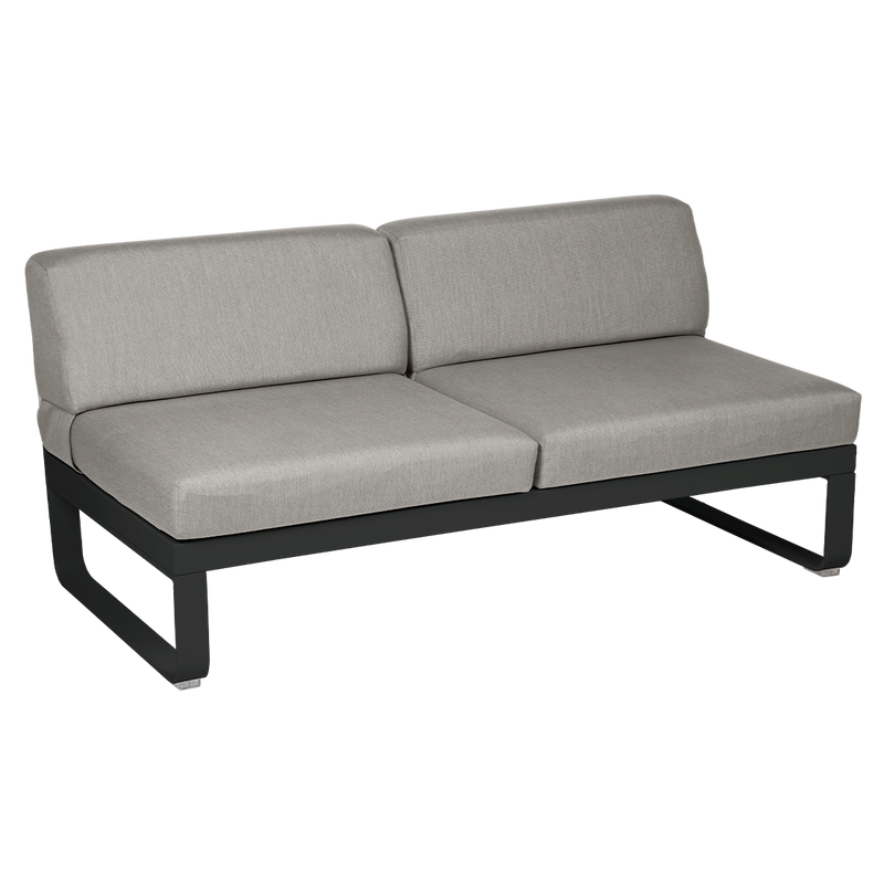Load image into Gallery viewer, Fermob Bellevie 2-Seater Central Module – Liquorice frame with Grey Taupe fabric cushions
