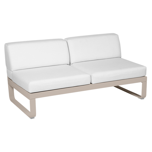 Fermob Bellevie 2-Seater Central Module – Nutmeg frame with Off-White fabric cushions