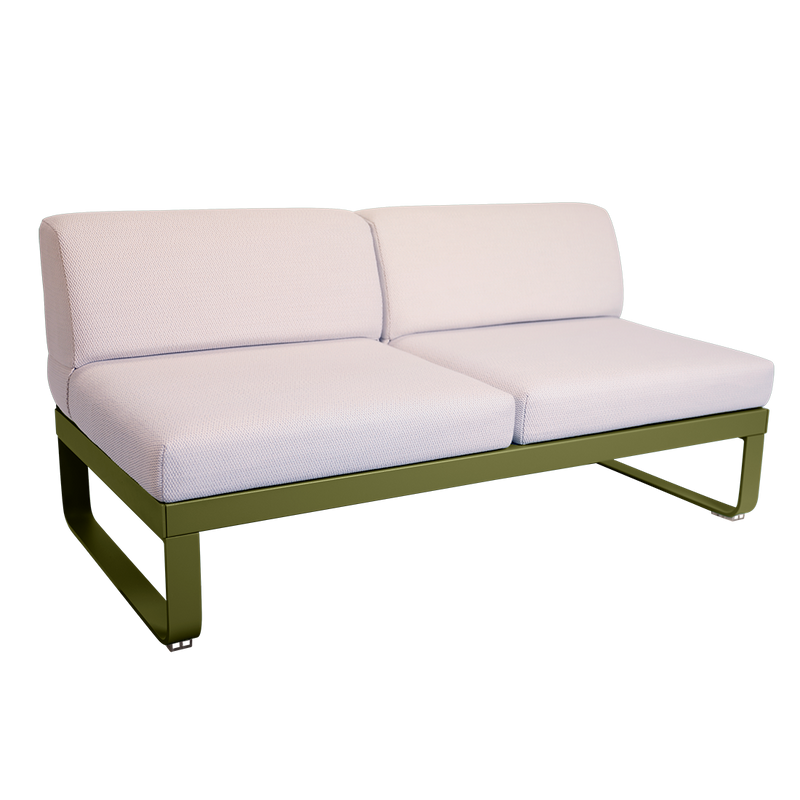 Load image into Gallery viewer, Fermob Bellevie 2-Seater Central Module – Pesto Green frame with Pearl fabric cushions
