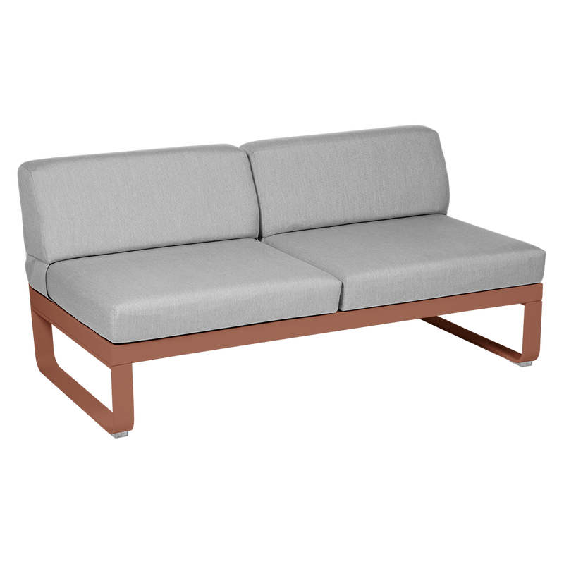 Load image into Gallery viewer, Fermob Bellevie 2-Seater Central Module – Red Ochre frame with Flannel Grey fabric cushions
