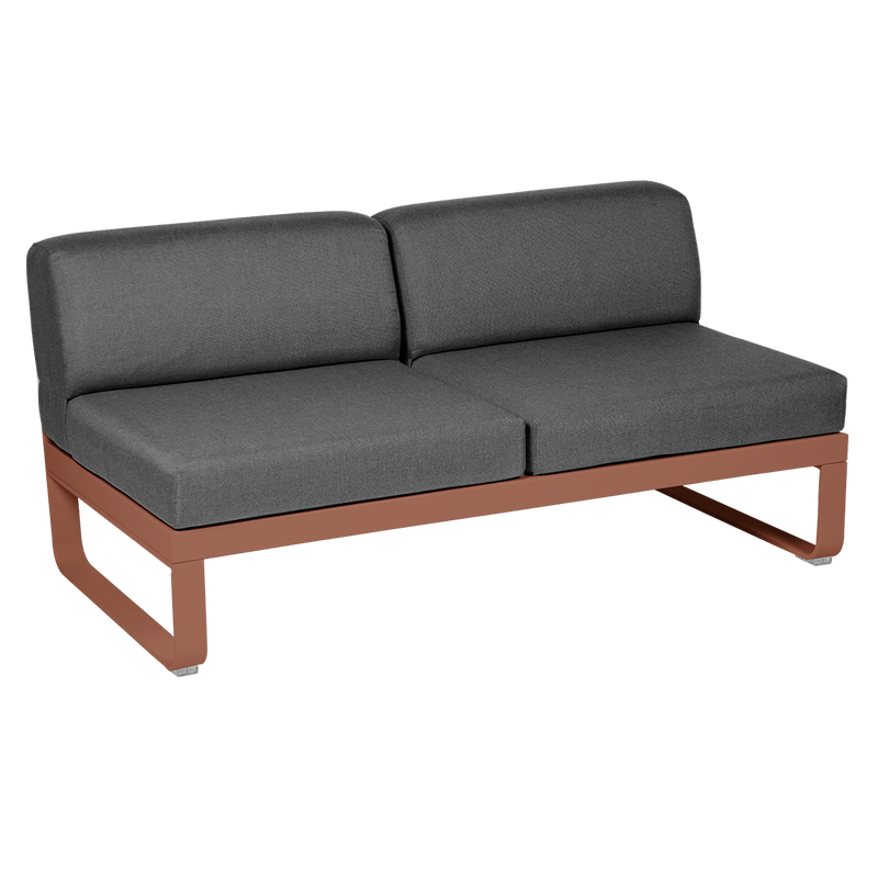 Load image into Gallery viewer, Fermob Bellevie 2-Seater Central Module – Red Ochre frame with Graphite Grey fabric cushions
