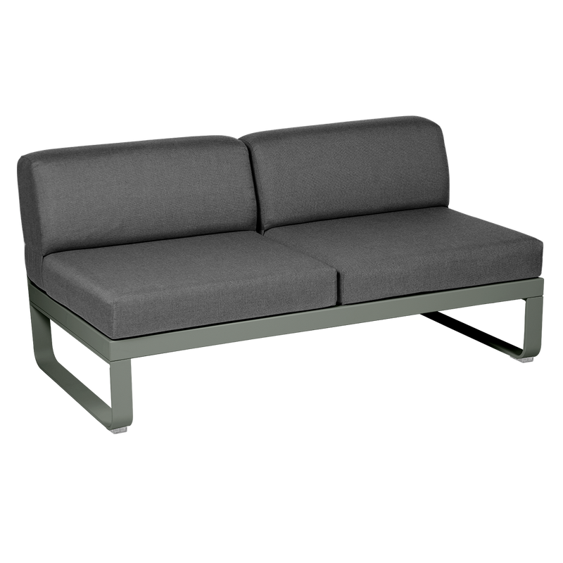 Load image into Gallery viewer, Fermob Bellevie 2-Seater Central Module – Rosemary frame with Graphite Grey fabric cushions
