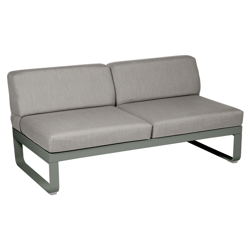 Load image into Gallery viewer, Fermob Bellevie 2-Seater Central Module – Rosemary frame with Grey Taupe fabric cushions
