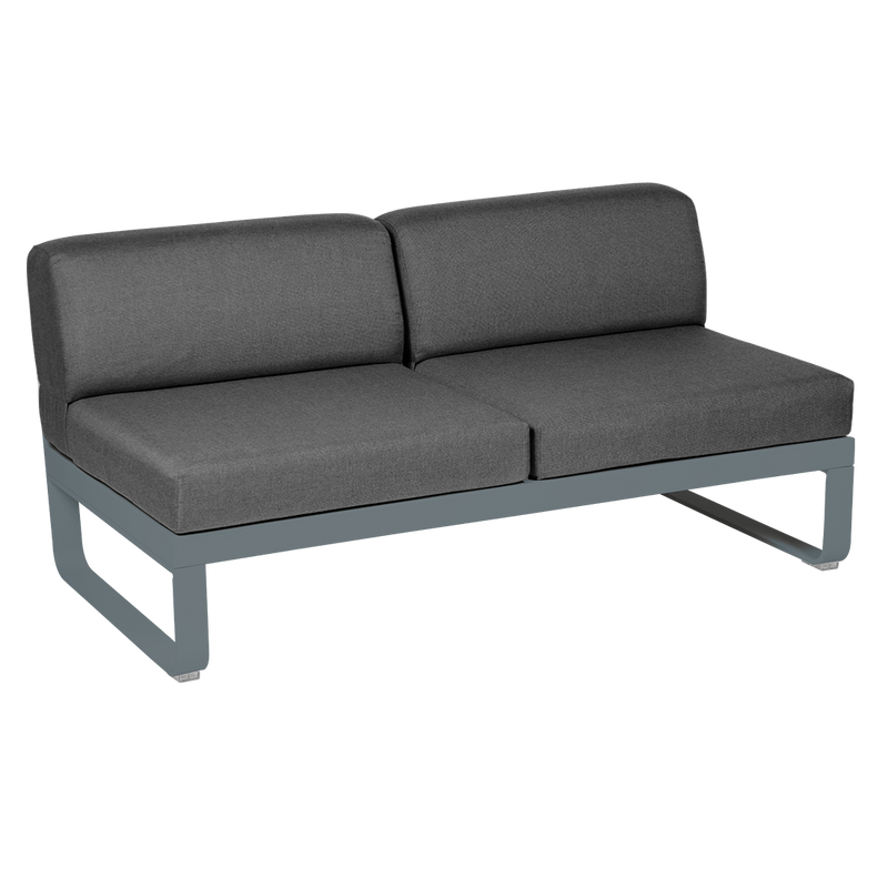 Load image into Gallery viewer, Fermob Bellevie 2-Seater Central Module – Storm Grey frame with Graphite Grey fabric cushions
