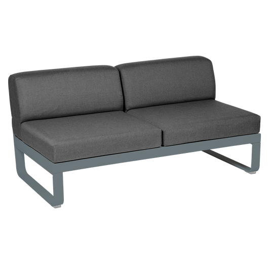 Fermob Bellevie 2-Seater Central Module – Storm Grey frame with Graphite Grey fabric cushions
