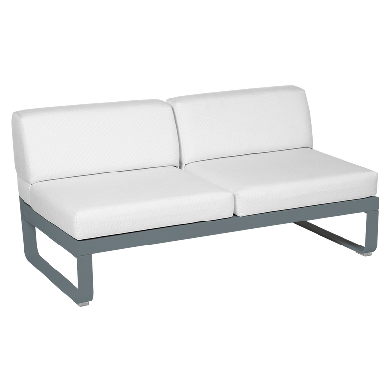 Load image into Gallery viewer, Fermob Bellevie 2-Seater Central Module – Storm Grey frame with Off-White fabric cushions
