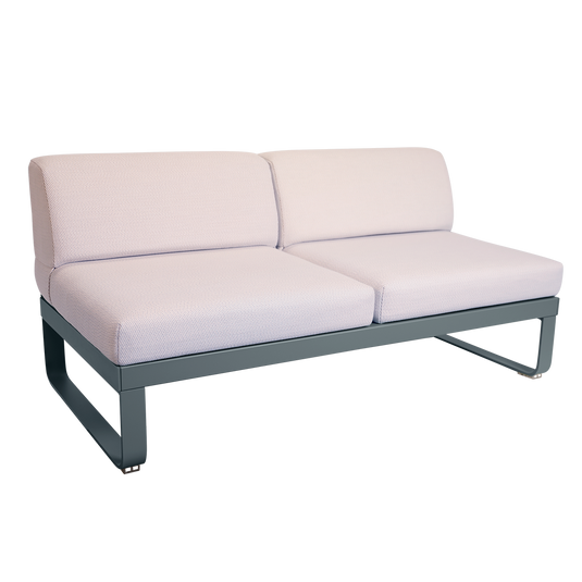 Fermob Bellevie 2-Seater Central Module – Storm Grey frame with Pearl fabric cushions