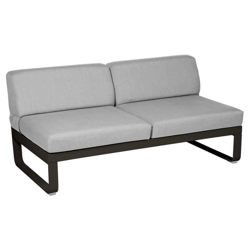 Load image into Gallery viewer, Fermob Bellevie 2-Seater Central Module – Tonka frame with Flannel Grey fabric cushions
