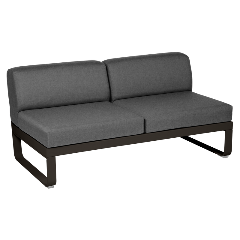 Load image into Gallery viewer, Fermob Bellevie 2-Seater Central Module – Tonka frame with Graphite Grey fabric cushions
