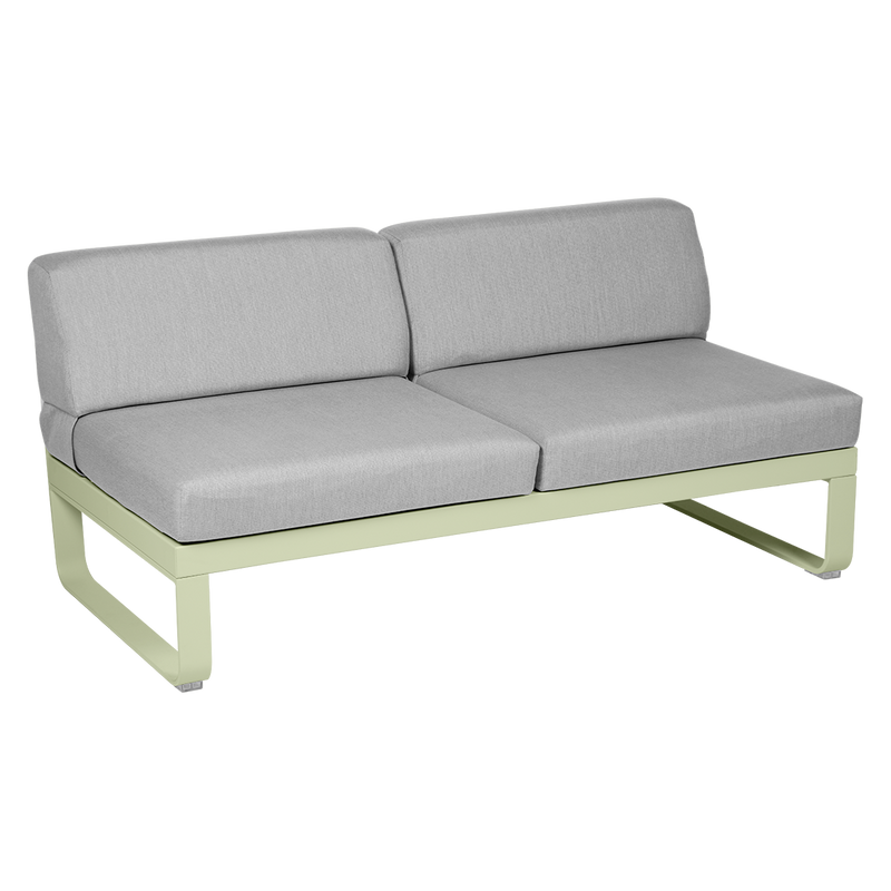 Load image into Gallery viewer, Fermob Bellevie 2-Seater Central Module – Willow Green frame with Flannel Grey fabric cushions
