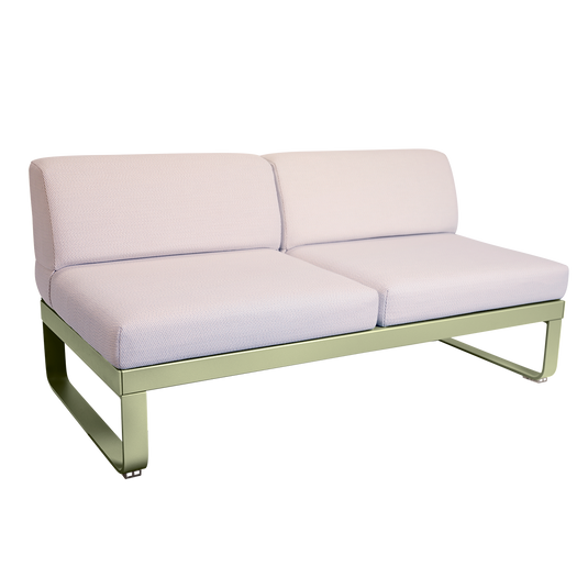 Fermob Bellevie 2-Seater Central Module – Willow Green frame with Pearl fabric cushions