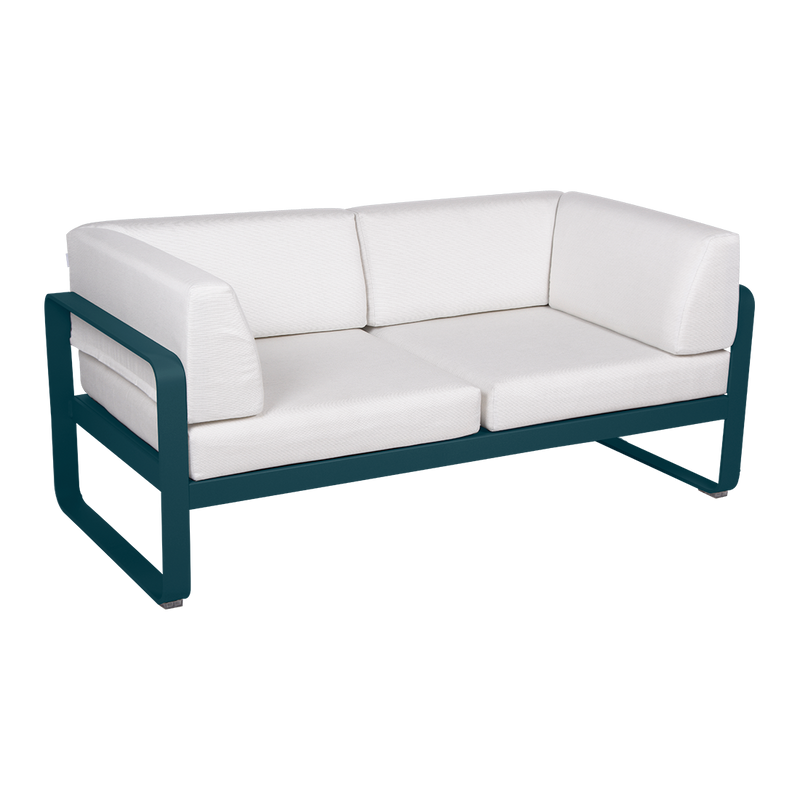 Load image into Gallery viewer, Fermob Bellevie 2-Seater Club Sofa – Acapulco Blue frame with Off-White fabric cushions
