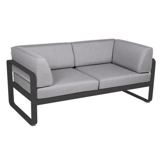 Fermob Bellevie 2-Seater Club Sofa – Anthracite frame with Flannel Grey fabric cushions