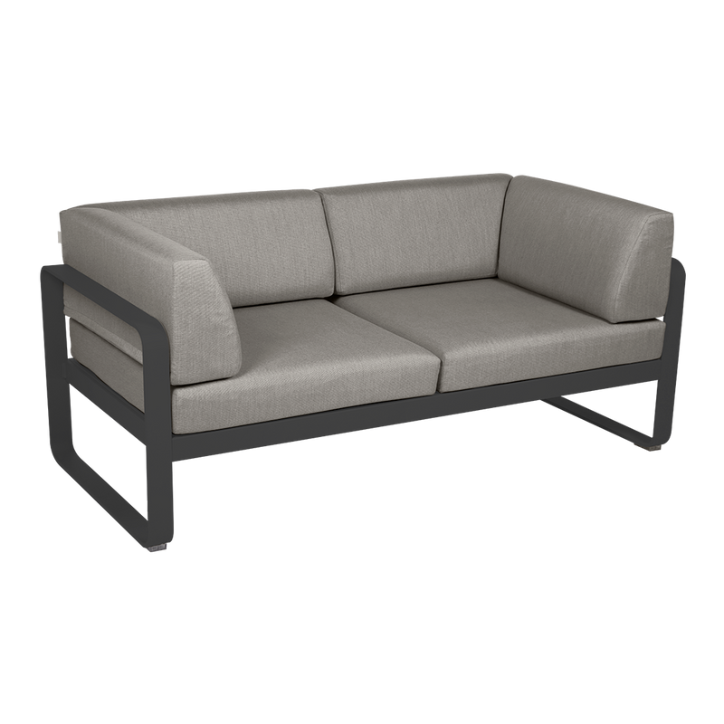 Load image into Gallery viewer, Fermob Bellevie 2-Seater Club Sofa – Anthracite frame with Grey Taupe fabric cushions

