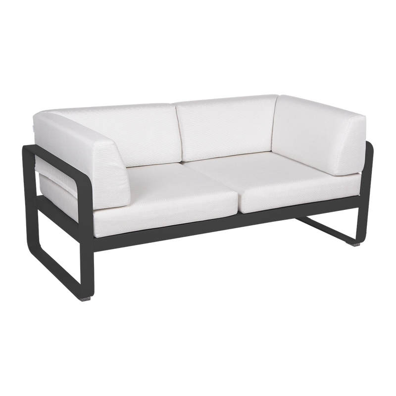 Load image into Gallery viewer, Fermob Bellevie 2-Seater Club Sofa – Anthracite frame with Off-White fabric cushions
