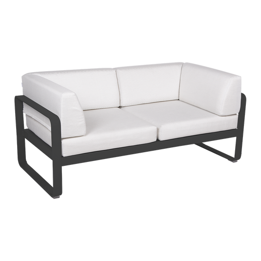 Fermob Bellevie 2-Seater Club Sofa – Anthracite frame with Off-White fabric cushions