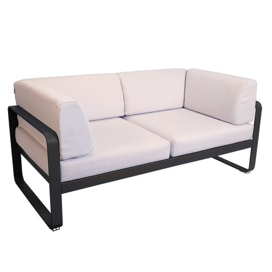 Fermob Bellevie 2-Seater Club Sofa – Anthracite frame with Pearl fabric cushions