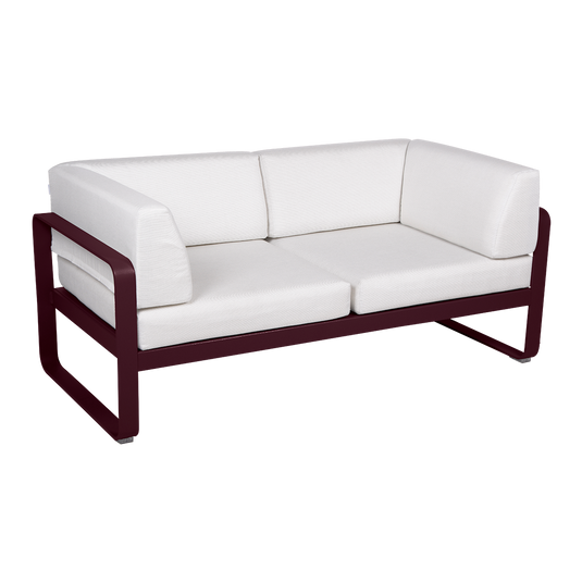 Fermob Bellevie 2-Seater Club Sofa – Black Cherry frame with Off-White fabric cushions